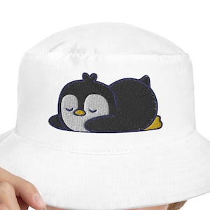 Lazy Penguin Bucket Hat, Penguin hat, Penguin lover, Penguin gift, Cute Penguin, Funny Penguin, Penguin mama, kawaii