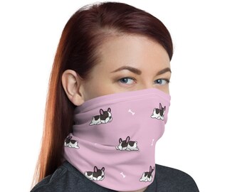 French Bulldog Face Covering, Frenchie Neck Gaiter, Lazy Bulldog, Bulldog Gift, Bulldog Lover, Cute Bulldog, Funny Bulldog