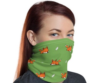 Fox Face Covering, Fox Neck Gaiter, Lazy Fox, Fox Gift, Fox Lover, Cute Fox, Funny Fox