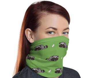 Raccoon Face Covering, Raccoon Neck Gaiter, Lazy Raccoon, Raccoon Gift, Raccoon Lover, Cute Raccoon, Funny Raccoon