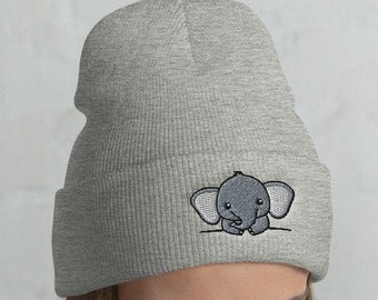 Manschetten Elefant Mütze, Elefant Hut, Elefant Liebhaber, Elefant Geschenk, süßer Elefant, lustiger Elefant, Elefantenwinter, kawaii, Elefantenmama