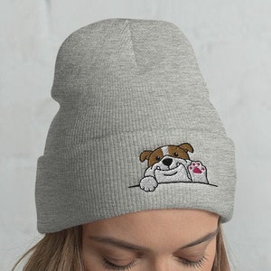 Cuffed English Bulldog Beanie, Bulldog hat, English Bulldog lover, Bulldog gift, Cute Bulldog, Funny Bulldog, English winter, kawaii