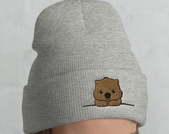 Cuffed Wombat Beanie, Wombat hat, Wombat lover, Wombat gift, Cute Wombat, Funny Wombat, Wombat winter, kawaii, Wombat mama