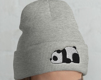 Cuffed Lazy Panda Beanie, Panda hat, Panda lover, Panda gift, Cute Panda, Funny Panda, Panda winter, kawaii, Panda mama