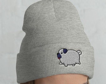 Cuffed Fat Pug Beanie, Pug hat, Pug lover, Pug gift, Cute Pug, Pug dog, Funny Pug, Pug winter, christmas gift