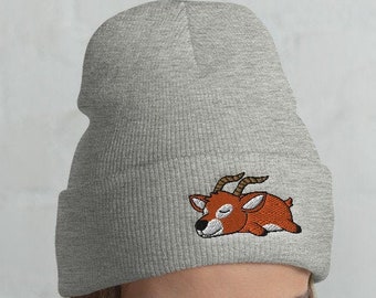 Cuffed Lazy Gazelle Beanie, Gazelle lover, Gazelle gift, Gazelle hat, Cute Gazelle, Funny Gazelle, Gazelle winter, christmas gift, kawaii