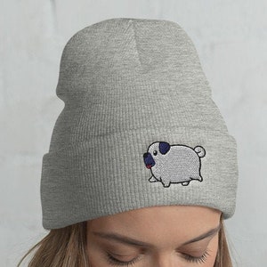 Cuffed Fat Pug Beanie, Pug hat, Pug lover, Pug gift, Cute Pug, Pug dog, Funny Pug, Pug winter, christmas gift