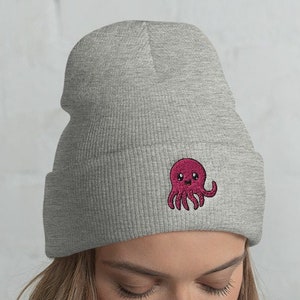 Cuffed Octopus Beanie, Octopus hat, Octopus lover, Octopus gift, Cute Octopus, Funny Octopus, Octopus winter, Octopus mama, kawaii