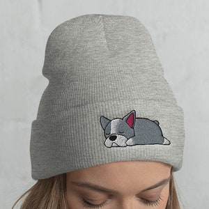 Cuffed Boston Terrier Beanie, Boston terrier lover, Boston terrier gift, Cute Boston terrier, Terrier dog, Funny terrier, christmas gift