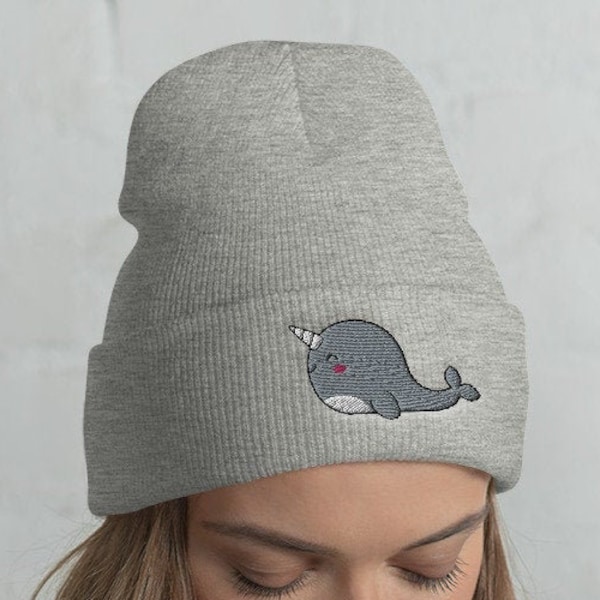 Cuffed Narwhal Beanie, Narwhal hat, Narwhal lover, Narwhal gift, Cute Narwhal, Funny Narwhal, Narwhal winter, kawaii, Narwhal mama