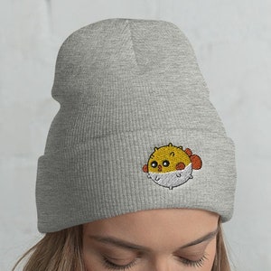 Cuffed Pufferfish Beanie, Pufferfish hat, Pufferfish lover, Pufferfish gift, Cute Pufferfish, Funny Pufferfish, Pufferfish winter, kawaii
