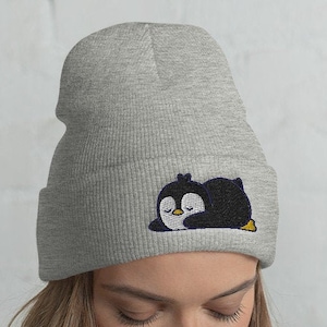 Cuffed Lazy Penguin Beanie, Penguin lover, Penguin gift, Penguin hat, Cute Penguin, Funny Penguin, Penguin winter, christmas gift, kawaii