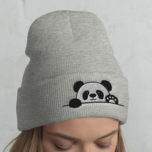 Cuffed Waving Panda Beanie, Panda hat, Panda lover, Panda gift, Cute Panda, Funny Panda, Panda winter, kawaii