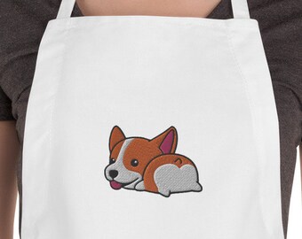 Embroidered Corgi Butt Apron, Corgi lover, Corgi gift, Cute corgi, Corgi dog, Funny Corgi, animal apron, dog apron, kawaii, chef gift