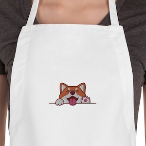 Embroidered Shiba Inu Apron, Shiba Inu lover, Shiba Inu gift, Cute shiba inu, Funny Shiba Inu, animal apron, dog apron, kawaii, chef gift