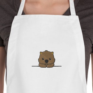 Embroidered Wombat Apron, Wombat lover, Wombat gift, Cute wombat, Funny Wombat, animal apron, kawaii, chef gift, Wombat mama, home cook gift