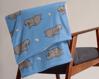 Hippo Throw Blanket, Hippo blanket, Hippo lover, Hippo gift, Cute Hippo, Funny Hippo, Kawaii, Hippo Mama, Hippo gifts