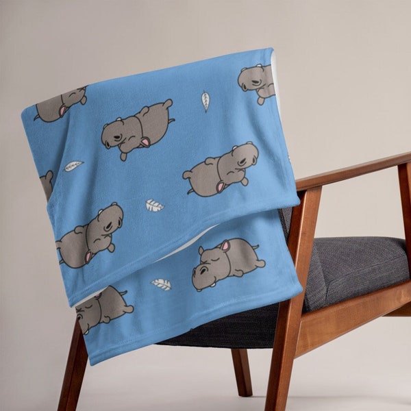 Hippo Throw Blanket, Hippo blanket, Hippo lover, Hippo gift, Cute Hippo, Funny Hippo, Kawaii, Hippo Mama, Hippo gifts