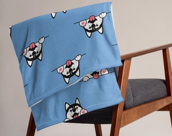 Winken Husky werfen Decke, Husky Decke, Hund Decke, Husky-Liebhaber, Husky Geschenk, süße Husky, Husky Hund, lustige Husky, Kawaii