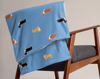 Trzykolorowy koc Corgi, koc Corgi, koc dla psa, miłośnik Corgi, prezent Corgi, słodki Corgi, pies Corgi, zabawny Corgi, Kawaii
