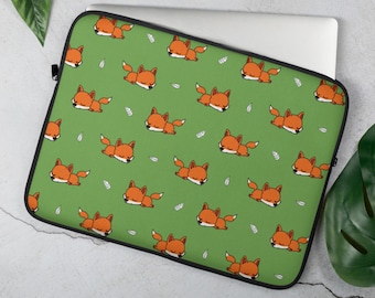 Lazy Fox Laptop Sleeve, Fox amant, Fox cadeau, Cute Fox, Funny Fox, Fox cover, Couverture d’ordinateur portable, Kawaii
