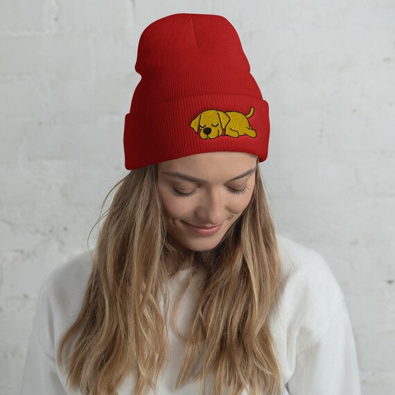 Cuffed Lazy Labrador Beanie, Labrador Hat, Labrador Lover