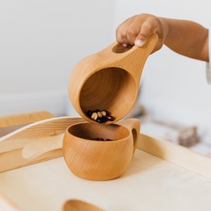 Wooden Pouring Set Cups Enclosing Trajectory Baby Toddler Preschool Activity image 1