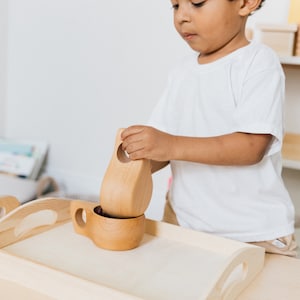 Wooden Pouring Set Cups Enclosing Trajectory Baby Toddler Preschool Activity image 3