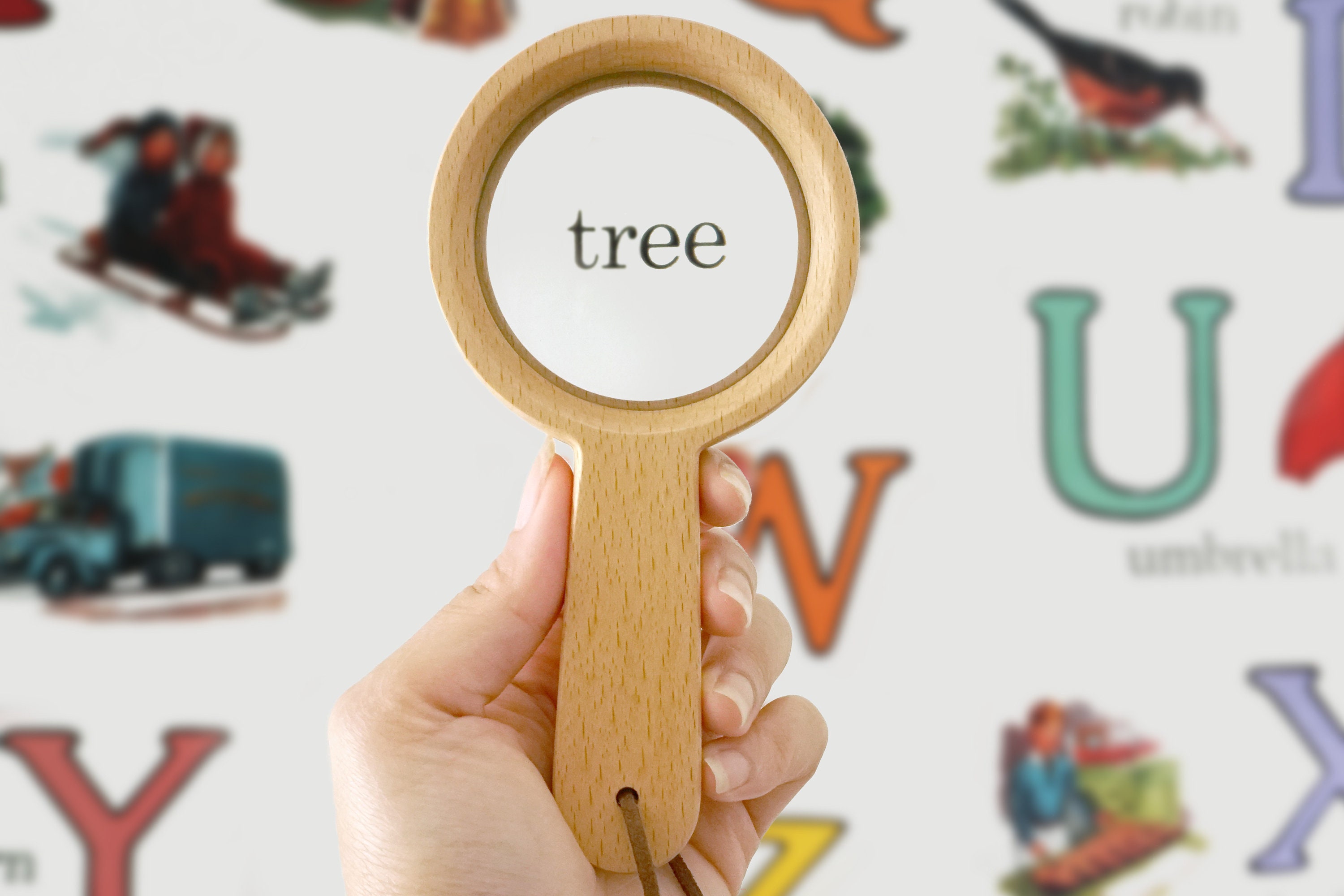 Wooden Magnifying Glass 5x Montessori Waldorf Reggio Emilia Toddler P…