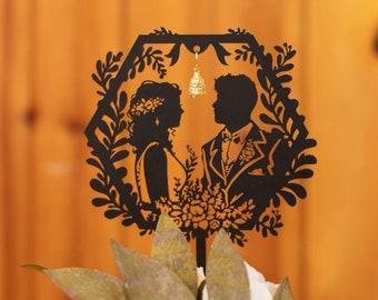 Wedding Cake Topper, silhouette vintage inspired