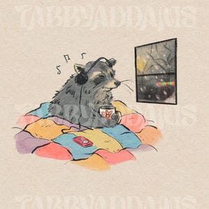 Chillin Raccoon Print - Etsy Ireland