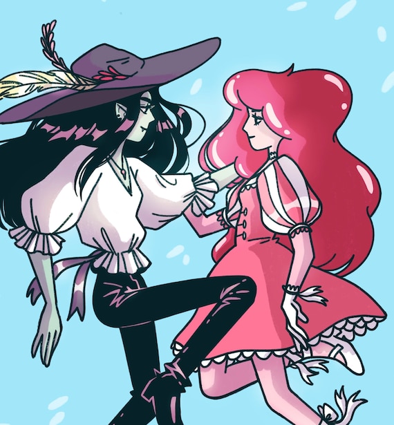 Princess Bubblegum and Marceline Original Cardstock Print Bubbline Wall Decor FREE SHIPPING Etsy