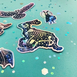 Celestial Creatures Holographic Animal Skeleton Sticker Pack Rabbit Only