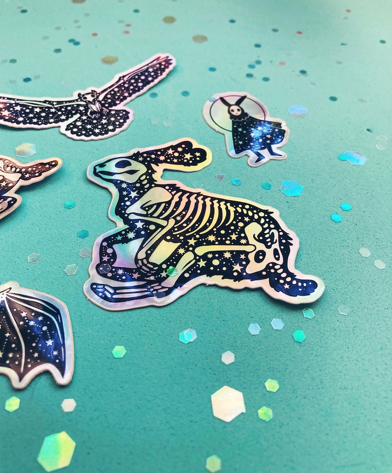 Celestial Creatures Holographic Animal Skeleton Sticker Pack Rabbit Only