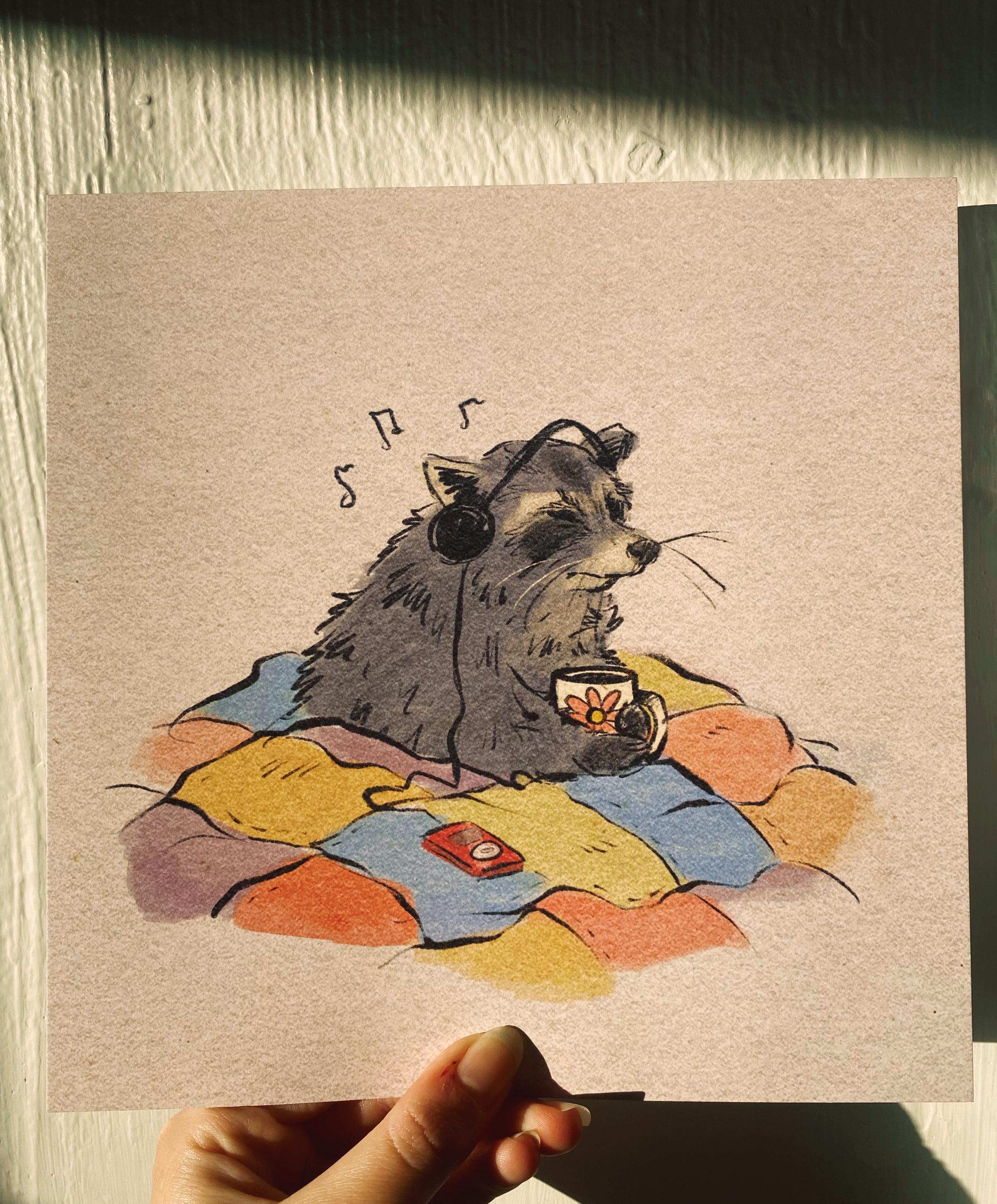 Chillin Raccoon Print