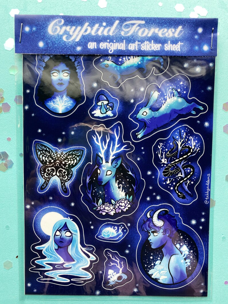 Forest Rabbit Cryptid Cryptid Forest Sticker Sheet, Original Bio-luminescent Concept ...