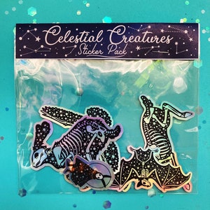 Celestial Creatures Holographic Animal Skeleton Sticker Pack Complete Pack