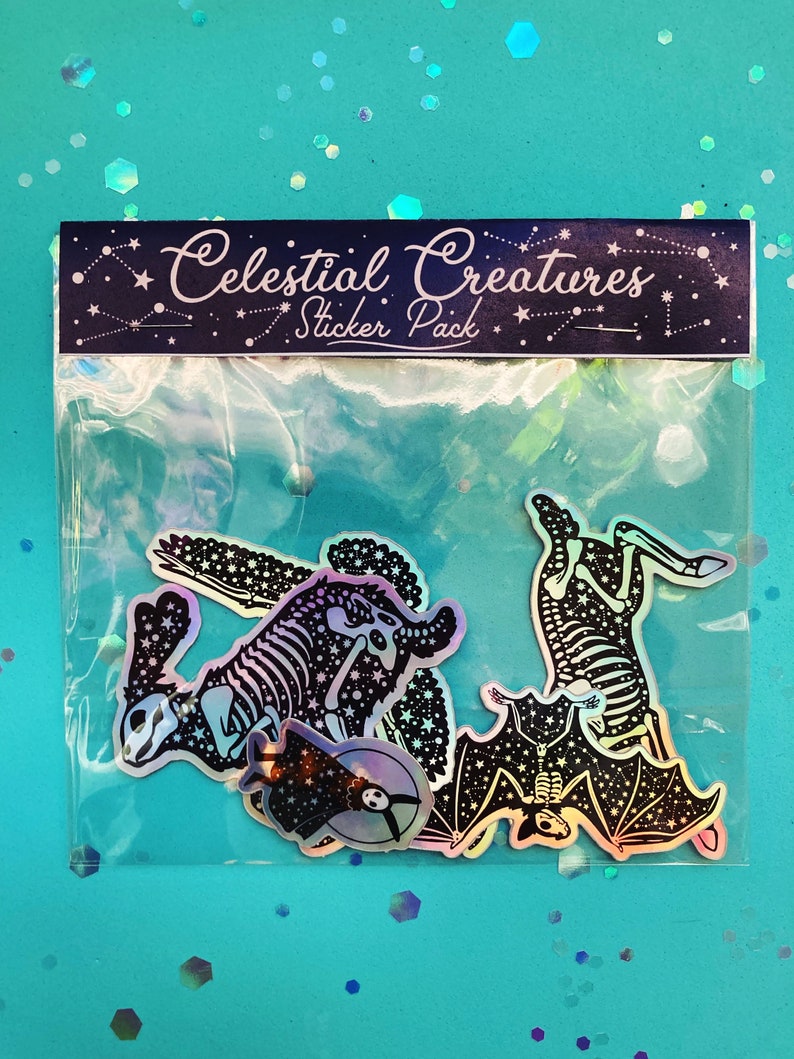 Celestial Creatures Holographic Animal Skeleton Sticker Pack Complete Pack