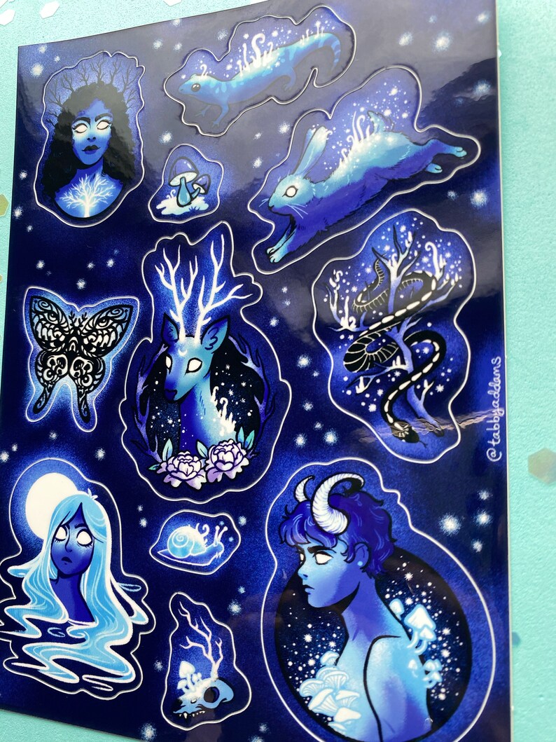 Forest Rabbit Cryptid Cryptid Forest Sticker Sheet, Original Bio-luminescent Concept ...