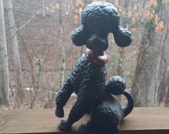 Missing Cork Mid Century Red Clay Black Poodle Pepper Shaker