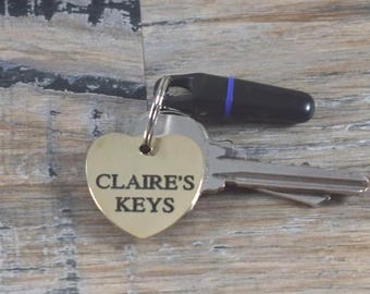 Personalised Heart-Shaped Brass Keyrings