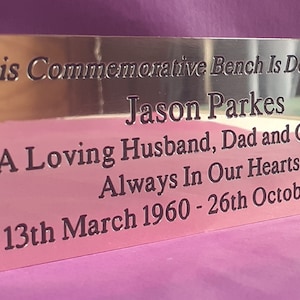 Commemorative 8&quot; x 2&quot; Engraved Brass Bench/Wall Plaque