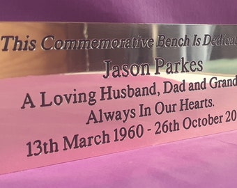 Commemorative 4" x 2" Engraved Brass Bench/Wall Plaque