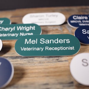 Veterinary Name Badges, Personalised Engraved, Professional ID Badges