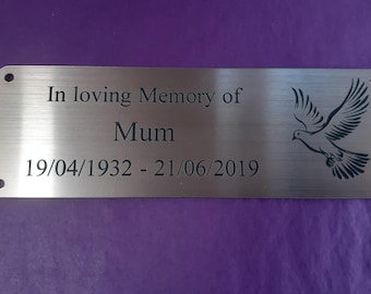 Personalised Memorial Bench Plaque - Dove Engraved Bronze Acrylic 6x2