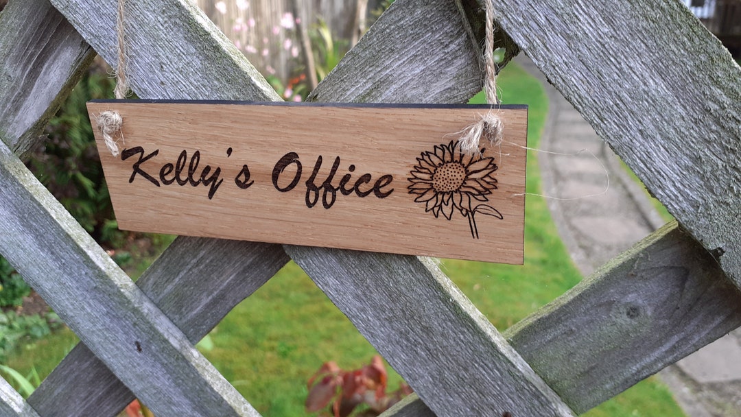 Personalised Solid Oak Hanging Door Sign - Laser Engraved, 150mm X 50mm ...