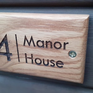 Engraved Oak House Sign: Personalized Address Plaque (5.3&quot; x 3.1&quot;)