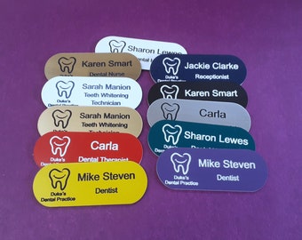 Personalised Dental Name Badge: Engraved Pill-Shaped Acrylic ID