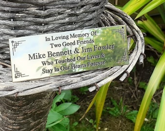 Engraved Brass Bench Plaque, Commemorative Memorial Tribute (6" x 2")