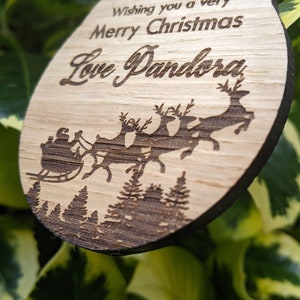 Wooden Christmas Decoration, Personalised, Wishing You A Merry Christmas